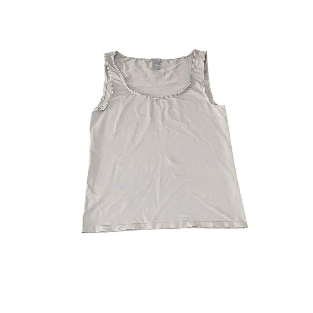 Ann Taylor Womens Gray Scoop Neck Sleeveless Tank Top Size L Stretch Layering